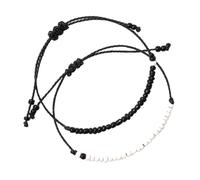 Holibanna Bracelet Tressé à Perles Noir et Blanc 1 Paire de Bracelets en Cordon Ajustable pour Couple Saint Valentin Bijou Unisexe pour Poignet Féminin et Masculin
