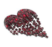 Holibanna Broche Cœur Scintillant Rouge avec Pendentif Pompon Broche Vintage pour Mariage et Saint-Valentin Accessoire Bijou pour Robe Veste ou Chemisier Bijou Présent Élégant et