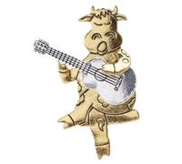 Holibanna Broche en Alliage Doré Vintage Épingle Amusante Forme Guitare et Petit Bœuf Accessoire Mode Léger et Original pour Vestes et Manteaux Broche Unique Style Dessin Animé