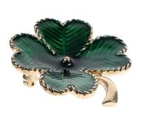 Holibanna Broche Rétro en Alliage Vert Trèfle à Quatre Feuilles Design Clip-on Décoratif pour Accessoires Saint-patrick et Fêtes Féminines