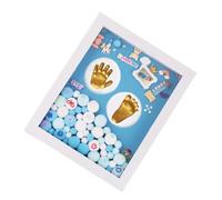Holibanna Cadre Photo d'Empreinte Main et Pied Bébé Moyen Format Bleu Garçon Kit DIY Souvenir Naissance Argile Non Toxique Coffret Complet pour Mémoire Précieux Bébé