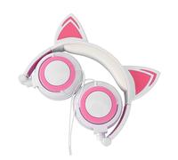Holibanna Casque à Oreilles de Chat pour Garçon et Filles Écouteurs Filaire Pliable Design Mignon Lumineux Son Voyage Confortable Blanc
