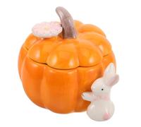 Holibanna Ceramic Pumpkin Storage Jar with Lid Sealed Airtight Candy Container and Jewelry Box for Autumn Kitchen Organization Halloween Party Decoration Versatile Snack Canister