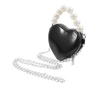 Holibanna chaîne Makeup Bag Cosmetic Bag Make up Bag tripack Trousse de Voyage bandoulière Embrayage cœurs Bourse du Soir Portefeuille à Main Coeur Petit à Main PU Black