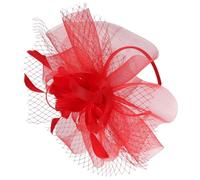Holibanna Chapeau De Cocktail Perlé Accessoires Thé Bandeau Faire La Fête Adultes Chapeaux Fascinators Pour Femmes Chapeaux Fascinator Pour Les Femmes Tea Party Rouge Maille