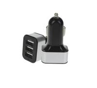 Holibanna Chargeur de Voiture USB 2.1A avec Porte-Gobelet Triple Ports Intelligents pour Téléphone Tablette Appareil Photo Alliage d'Aluminium Noir et Argenté Sécurité Intégrée