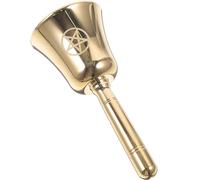 Holibanna Cloche Rituelle Pentagramme en Métal Doré 1 Pièce Cloche à Main pour Cérémonie de Tarot Décoration D’Autel Portative pour Contemplation et Divination Accessoire Rituel