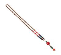 Holibanna Collier Bois Naturel Long Vintage Ethnique Unisexe Perles Bois pour Méditation et Prière Collier Bodhi Fait Main avec Pendentif Feng Shui