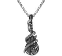 Holibanna Collier Homme Acier Inoxydable Avec Pendentif Guitare Rock Cadeau Vintage Personnalisé Chaîne De Cou Style Punk Pour Quotidien Et Fête Plage