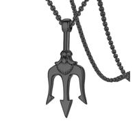 Holibanna Collier Homme Acier Inoxydable Pendentif Trident Noir 13.58 Pouces ChaîNe Bijoux GrèCe Amulette Poseidon Pour Cadeau Et FêTe