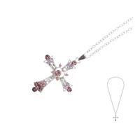 Holibanna Collier Pendentif Croix Bohème pour Femme Cristaux Multicolores, Alliage sans Danger la Peau, Chaîne Ajustable Longueur, Bijou pour Fête des Mères et Usage Quotidien