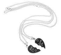 Holibanna Collier Pendentif Cœur Puzzle Deux Pièces Noir pour Femmes, Bijou de Fin D’études et Présent Sœur, Collier Amitié Solide pour Saint-valentin et Anniversaire