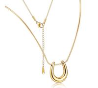 Holibanna Collier Pendentif de Fer à Cheval pour Femmes en Acier Titane Or, Robuste et Résistant à L'usure, Élégant pour Usage Quotidien ou Fêtes