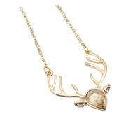 Holibanna Collier Pendentif Tête de Cerf en Cristal Doré, Chaîne de Pull Élégante pour Femme, Bijou Chic à Porter au Quotidien, Accessoire pour Présent Féminins
