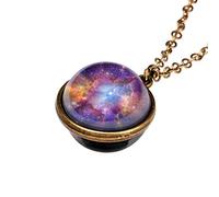 Holibanna Collier Pendentif Univers Lumineux RéTro En Alliage Et Verre 20 Pouces Bijou ÉToile Pour Femme Homme Cadeau ÉLéGant Quotidien