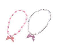 Holibanna Collier pour Garçon et Filles Pendentif Nœud en Acrylique Lot de 2 Collier de Perles Accessoire de Fête pour Fille
