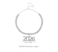Holibanna Collier Ras-du-Cou Argenté à Chaîne Cubaine Courte Pendentif Chiffre 2026 en Cristaux Scintillants Bijoux Hip-Hop pour Femmes Soirée Remise de Diplôme et Mariage