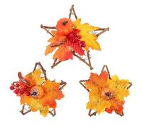 Holibanna Couronne D’Halloween 3 Pièces 20-25 CM Pendentif Étoile à Cinq Branches et Feuilles D’Érable Décoratives à Suspendre Murale et Porte pour Décoration Festive Halloween