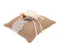 Holibanna Coussin Alliance Mariage en Lin Confortable et Doux avec Dentelle Fleurie, Coussin Porte-alliances Rustique pour Photographie et Demande en Mariage