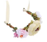 Holibanna couvre-chef pour animaux de compagnie casque floral collier de cône de chat casque fille colliers de cônes de chat couronne de chat groupe pour animaux de compagnie chiffon Beige
