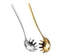 Holibanna Cuillère à Pâtes Perforée Inox 304, Lot 2 Pièces Doré et Argenté, Ustensile Cuisine Résistant la Chaleur, Accessoire Pratique pour Servir Spaghetti à Domicile