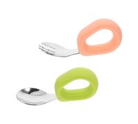 Holibanna Cuillère Et Fourchette Courbées Vaisselle Silicone Pour Garçon Fille Ustensiles Pour Tout-petits Fourchettes Et Cuillères Inox