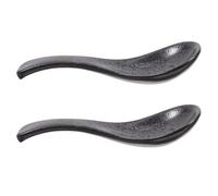 Holibanna Cuillère Ramen Japonaise Porcelaine Retro Noir Brillant Cuillère Soupe Cuisine Élégante Traditionnelle pour Soupe Dessert et Thé Entretien Facile