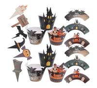 Holibanna Décorations Cupcakes Halloween 48pcs Toppers et Wrappers Citrouille Fantôme Chauve-souris Spooky Design Facile à Utiliser pour Fête Rapide et Effet Visuel Parfait