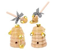 Holibanna Ensemble Décoration Ruche Artisanale en Bois et Paille Naturelle 4 Pcs Pichet et Plateau à Étages pour Fête des Abeilles et Décoration Intérieure Écologique