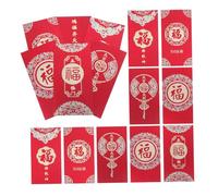 Holibanna Enveloppes Rouges Chinoises Fu Doré 24 Pièces Paquet Pliable Multiple Designs Traditionnels Pour Nouvel An Chinois Mariage Bénédiction Festive Famille Amis