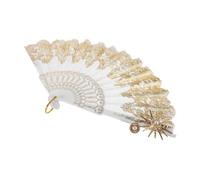 Holibanna Éventail Portable En Alliage De Zinc Avec Dentelle Et Rose Idéal Pour Une Fête De Mariage Ou Un Cosplay