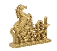 Holibanna Figurine Cheval Feng Shui Sabre Doré Statue de Richesse pour Bureau Salon ou Étagère Ornement Décoratif Élégant et Facile Entretien