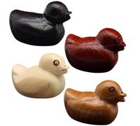 Holibanna Figurines Animaux Miniatures Canard Bois 4Pcs, Charmes à Suspendre, Accessoires DIY pour Bijouterie, Ornements Décoratifs pour Sac et Porte-clés