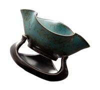 Holibanna Filtre à Thé Céramique Vintage Bleu Ornement Décoratif Triangle Solide Artisanal Cérémonie du Thé Salon et Bureau