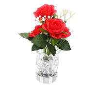 Holibanna Fleur de Rose s'allume Lampe de Table Moderne avec des Fleurs Illuminer Un Vase à Fleurs lumières LED pour Vase à Fleurs Fille Adolescente Un Verre Rouge
