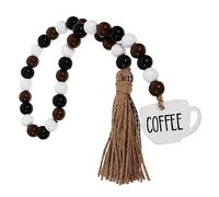 Holibanna Guirlande Perles de avec Pompon et Étiquette Café Décoration Murale pour Salon Chambre et Café Ornement Suspendu Artisanal Style Ferme et Campagne