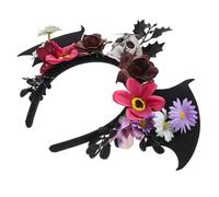 Holibanna Halloween Headband Floral Skull Bat Wings Halloween Hair Accessories For Day Of The Dead Costume Cosplay Photo Props