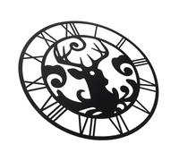 Holibanna Horloge Murale Adhésive Acrylique Miroir Noir avec Chiffres Romains et Motif Cerf Décoration Murale Stickers pour Entrée Salon ou