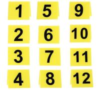 Holibanna Jeu Ambiance détective 12pcs marqueurs Chiffres en Acrylique Jaune Forme V pour décorations et événements Halloween mystères