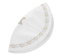 Holibanna Kippa Blanche Brodée Étoile de David en Soie pour Hommes Pliable pour Prière Synagogue et Occasions Religieuses
