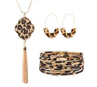 Holibanna Kit Parure Bijoux Léopard Femme - Boucles D'Oreilles Pendantes Et Bracelet En Alliage Élégants Pour Cadeau Et Usage Quotidien