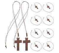 Holibanna Lot de 10 Colliers Croix en Bois Naturel Pendentif Crucifix Catholique Artisanal Bijoux Religieux pour Hommes et Femmes Présent Symbolique pour Prière et Occasions Chrétiennes