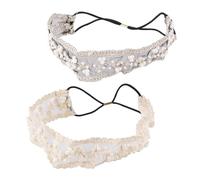Holibanna Lot De 2 Bandeaux Élastiques En Dentelle Et Perles Pour Femmes, Couvre-chefs Noir Et Beige, Accessoires Cheveux Élégants Pour Mariage, Fête, Usage Quotidien, Tissu Délicat Et Résistant