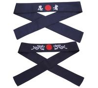 Holibanna Lot de 2 Bandeaux Japonerie à Nouer Style Sushi Chef, Ajustables en Polyester, Maintien Ferme pour Sport Cuisine, Design Dragon Bleu Marine