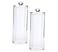 Holibanna Lot De 2 Boîtes Transparentes pour Coton-Tige Organiseur De Maquillage Rangement pour Cheveux avec Couvercles Grand Format Réutilisable Rond Organiseur De Cosmétiques