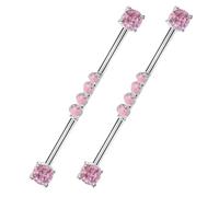 Holibanna Lot de 2 Boucles D'oreilles Industrielles à Haltères 14g en Acier Titane Inoxydable, Longueur 38 Mm, Perles Décoratives, Piercing Hélix Cartilage pour Femmes, Style Piercing
