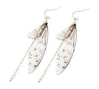 Holibanna Lot de 2 Boucles d'Oreilles Pendantes Motif Ailes Dégradées en Perles Synthétiques Gris Or Légères et Décoratives Bijoux d'Été pour Mariage Plage et Fête