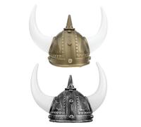 Holibanna Lot de 2 Casques à Cornes Viking en Plastique Léger Taille Unique Couleurs Or et Argenté Accessoires de Costume pour Fête Médiévale Bal Masqué et Cosplay Adulte