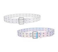 Holibanna Lot De 2 Ceintures Décoratives Transparentes En Cuir Pour Femme Fines À Double Élastique Argentées Pour Jeans