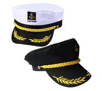 Holibanna Lot de 2 Chapeaux de Capitaine de Marin Blanc et Noir Chapeau de Capitaine Adulte pour Homme et Femme Accessoires de Bateau pour Navigation de Plaisance et Fêtes Costumées